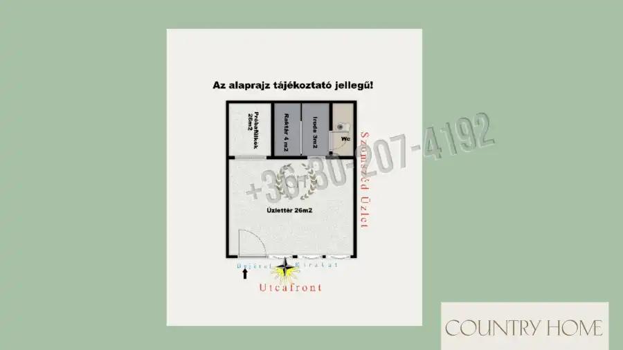 eladó üzlethelyiség utcai bejáratos, Szeged